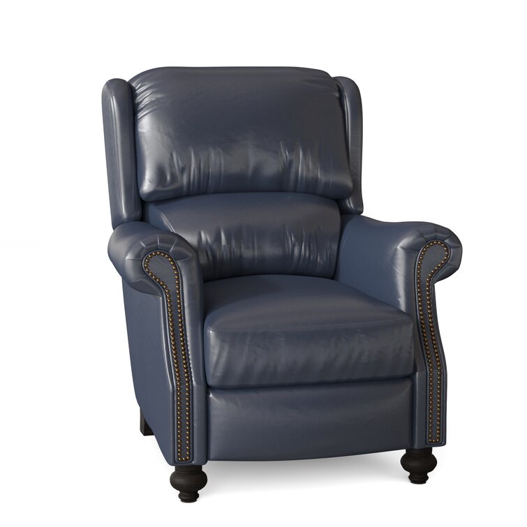 Wayfair blue leather outlet recliner